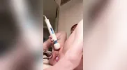 cute redhead having an explosive orgasm with fuck machine and buttplug