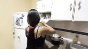 Stepdaughter leaves her stepfather taking care of her and the employee fucks him.