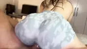 Step sis bent over in her tight shorts… now they’re ripped and so is her pussy.