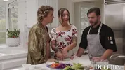 Delphine Films- April Olsen's Naughty Cooking Show Turns Into a Sexy THREESOME