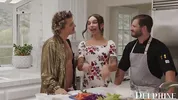 Delphine Films- April Olsen's Naughty Cooking Show Turns Into a Sexy THREESOME