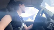 I give the finger to the taxi driver on a busy road in Colombia