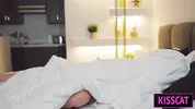 Did you cum inside?! Step mom waited husband from shower, but step son starts hard sex in share bed
