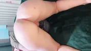 Blonde with a WET PUSSY shakes her ass in a short skirt and red panties