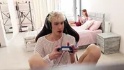 Femboy Lubricated His Hot Busty Stepsister's Pussy With Stepdad's cum