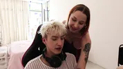 Femboy Lubricated His Hot Busty Stepsister's Pussy With Stepdad's cum