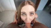 Sexy babe knows how to handle cock. Perfect saliva blowjob with cum on the face