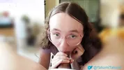 Glasses wearing 18 year old college girl gives intense blowjob and sex to senior. Amateur amwf