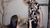 Uruguayan girl, fair-skinned with beautiful breasts and a big butt, shows me her odalisque costume
