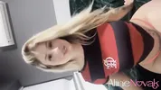 Busty blonde gives her tight pink ass but first uses a butt plug for training