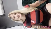 Busty blonde gives her tight pink ass but first uses a butt plug for training