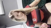 Busty blonde gives her tight pink ass but first uses a butt plug for training