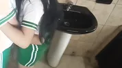 Schoolgirl fucking in the bathroom