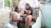 2 part, horny lesbian makes advances to older person and convinces her to fuck in public