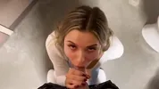 I made him cum on my face in the bathroom at the mall - POV Blowjob Facial
