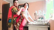 Stepson fucked his indian stepmom while she was cooking in the middle of the day