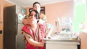 Stepson fucked his indian stepmom while she was cooking in the middle of the day