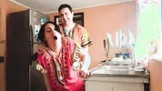 Stepson fucked his indian stepmom while she was cooking in the middle of the day