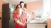 Stepson fucked his indian stepmom while she was cooking in the middle of the day