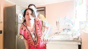 Stepson fucked his indian stepmom while she was cooking in the middle of the day