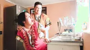 Stepson fucked his indian stepmom while she was cooking in the middle of the day