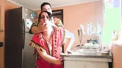 Stepson fucked his indian stepmom while she was cooking in the middle of the day