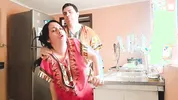 Stepson fucked his indian stepmom while she was cooking in the middle of the day