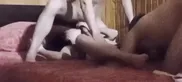 Husband and wife get fucked on the same bed