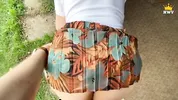 POV: Village vibe. Mature married MILF got stuck in the fence, a neighbor helped and fucked her.