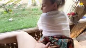 POV: Village vibe. Mature married MILF got stuck in the fence, a neighbor helped and fucked her.