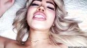 Tiny blonde Luna spits all over my cock before getting stretched out