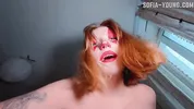 Russian 18yo Redhead Clown Slut SQUIRTS Like Crazy & Begs For Cum On Tits