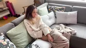 Hot milf got horny and begged to be fucked in the sofa