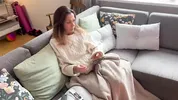 Hot milf got horny and begged to be fucked in the sofa
