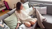 Hot milf got horny and begged to be fucked in the sofa