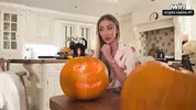 Pumpkin Gloryhole Suprise for my Stepsister Frances Bentley - BJ & riding til I cum deep inside