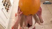 Pumpkin Gloryhole Suprise for my Stepsister Frances Bentley - BJ & riding til I cum deep inside