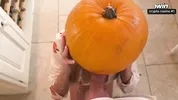 Pumpkin Gloryhole Suprise for my Stepsister Frances Bentley - BJ & riding til I cum deep inside