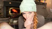 "My car is stuck in the snow and I'm cold" biggy titty stranger needs warmth and dick