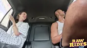 Slim Petite Brunette With Dog Cone Gets Fucked In Pool Ride Share