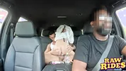 Slim Petite Brunette With Dog Cone Gets Fucked In Pool Ride Share