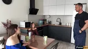 Two horny stepsisters called a plumber and paid him with their bodies