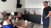 Two horny stepsisters called a plumber and paid him with their bodies