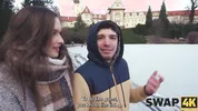 SWAP4K. A kinky couple had a hard threesome with a hot girl, her boyfriend watched through the glass