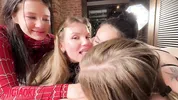 Four whores greedily suck my dick - group blowjob.
