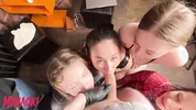 Four whores greedily suck my dick - group blowjob.