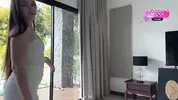 The stepdaughter dressed up like a dirty little slut — her stepfather won't let her go and takes her right at home.