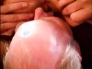 Horny blonde in stockings rides an older cock with her ass