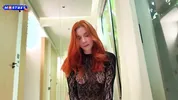 Redhead Beauty in Fishnet Bodystocking Passionate Fucking on The Floor till Cum on Ass - Sweetie Fox