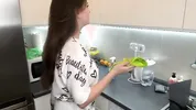 Stepmother with fat cock was caught by her horny Stepson and she made him suck her cum